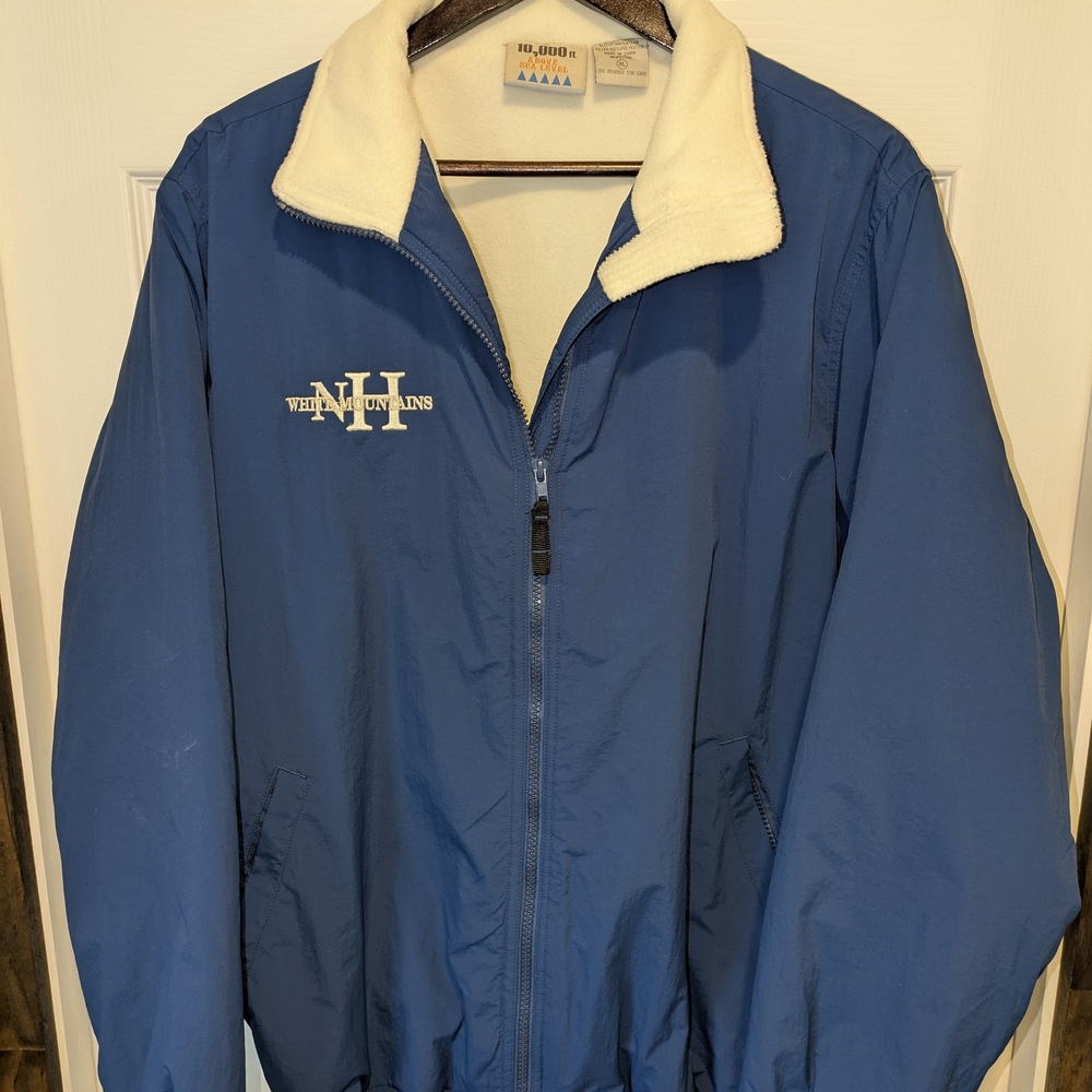 Men's XL Vintage Blue Fleece Lined White Mountains Windbreaker Jacket